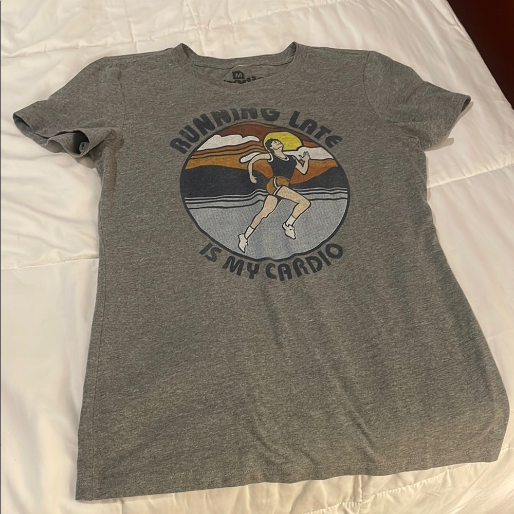 Gray Graphic Tee - Running Late Is My Cardio